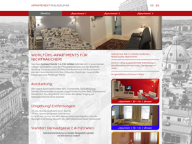 Webdesign aus Wien: Design und Umsetzung des Relaunch im Auftrag eines Partners; Kunde: Appartement Philadelphia